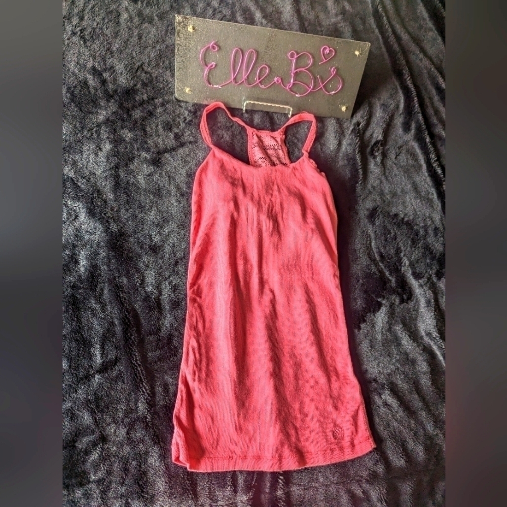 EUC Aeropastle Pink/Coral Lace Detail Tank with Bra M